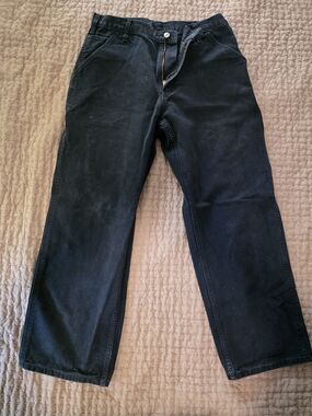 Vintage Carhartt Black Straight-Leg Canvas Work Pants